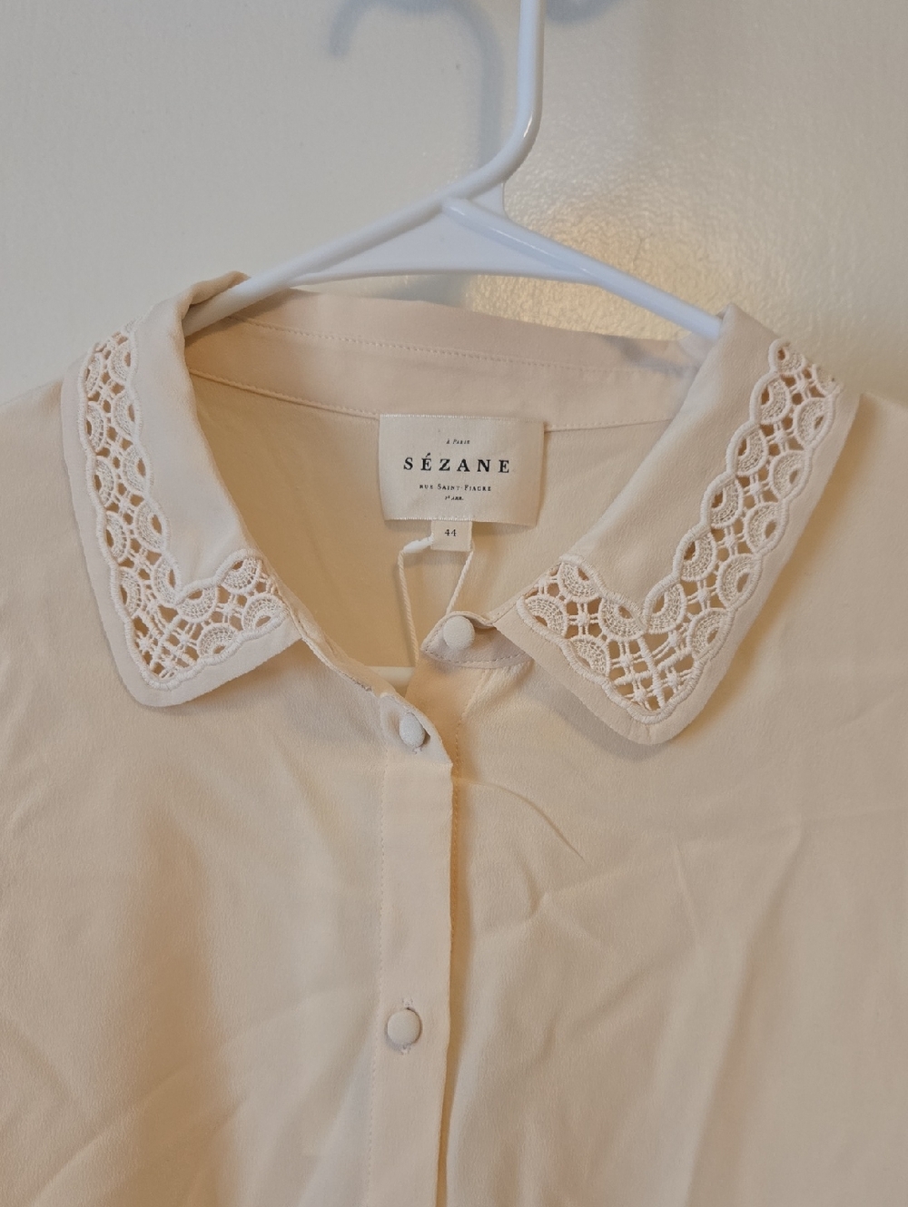 Sezane Vito Rosey Beige 100% Silk Shirt - Picture 8 of 13